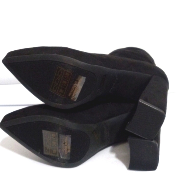 BAMBOO BLACK FAUX SUEDE PLATFORM STACK HEEL ANKLE BOOTS SIZE 7 NWT - Picture 7 of 7